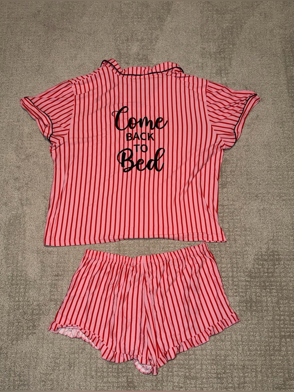 Striped “Come Back to Bed” Short Sleeve Top and Shorts Pajama Set Size 2X